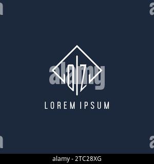 OZ initial logo with luxury rectangle style design vector graphic Stock Vector
