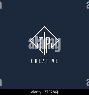 IP initial logo with luxury rectangle style design vector graphic Stock Vector