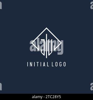 JU initial logo with luxury rectangle style design vector graphic Stock Vector