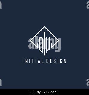 OW initial logo with luxury rectangle style design vector graphic Stock Vector