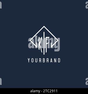 KF initial logo with luxury rectangle style design vector graphic Stock Vector