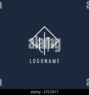 LT initial logo with luxury rectangle style design vector graphic Stock Vector