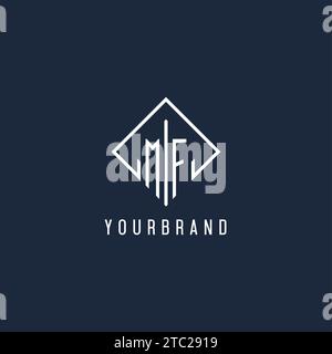 MF initial logo with luxury rectangle style design vector graphic Stock Vector