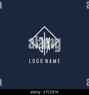 JX initial logo with luxury rectangle style design vector graphic Stock Vector