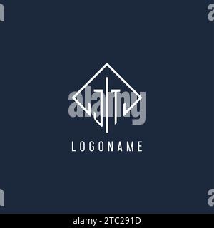 JT initial logo with luxury rectangle style design vector graphic Stock Vector