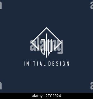 JW initial logo with luxury rectangle style design vector graphic Stock Vector