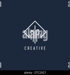 MP initial logo with luxury rectangle style design vector graphic Stock Vector