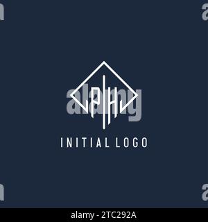 PH initial logo with luxury rectangle style design vector graphic Stock Vector