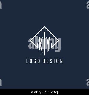 KY initial logo with luxury rectangle style design vector graphic Stock Vector