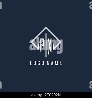 PX initial logo with luxury rectangle style design vector graphic Stock Vector