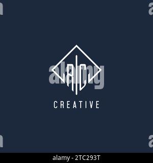 RC initial logo with luxury rectangle style design vector graphic Stock Vector