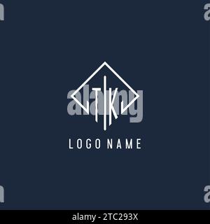 TK initial logo with luxury rectangle style design vector graphic Stock Vector