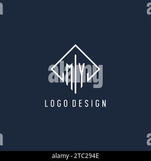 MY initial logo with luxury rectangle style design vector graphic Stock Vector