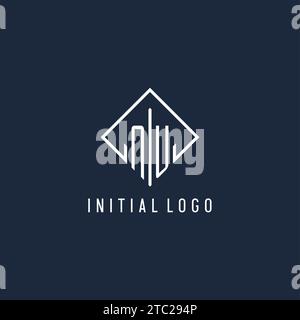 NU initial logo with luxury rectangle style design vector graphic Stock Vector