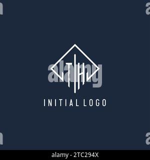 TH initial logo with luxury rectangle style design vector graphic Stock Vector