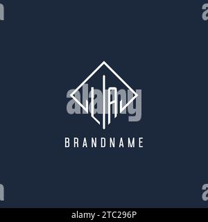 LA initial logo with luxury rectangle style design vector graphic Stock Vector