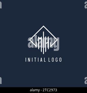 MH initial logo with luxury rectangle style design vector graphic Stock Vector