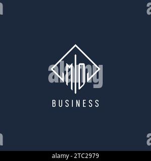 MO initial logo with luxury rectangle style design vector graphic Stock Vector