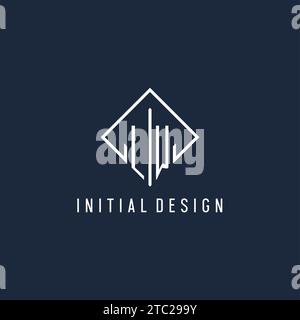 LW initial logo with luxury rectangle style design vector graphic Stock Vector