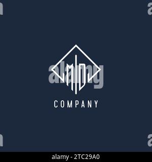 MD initial logo with luxury rectangle style design vector graphic Stock Vector