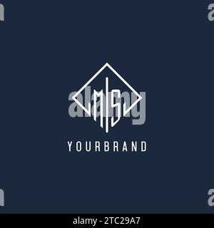 MS initial logo with luxury rectangle style design vector graphic Stock Vector