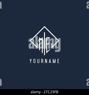 ME initial logo with luxury rectangle style design vector graphic Stock Vector