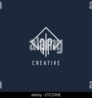 QP initial logo with luxury rectangle style design vector graphic Stock Vector