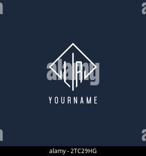 LR initial logo with luxury rectangle style design vector graphic Stock Vector