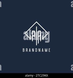 PA initial logo with luxury rectangle style design vector graphic Stock Vector