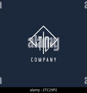 TD initial logo with luxury rectangle style design vector graphic Stock Vector