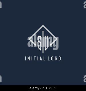 SU initial logo with luxury rectangle style design vector graphic Stock Vector