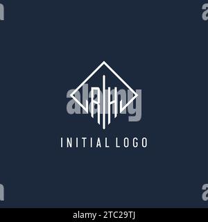 RH initial logo with luxury rectangle style design vector graphic Stock Vector