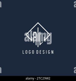 RL initial logo with luxury rectangle style design vector graphic Stock Vector