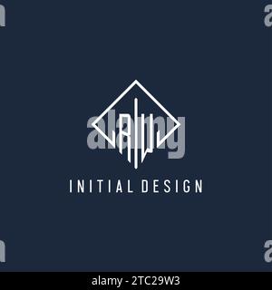 RW initial logo with luxury rectangle style design vector graphic Stock Vector