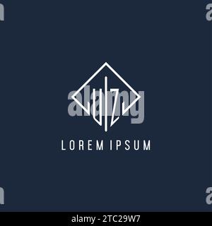 UZ initial logo with luxury rectangle style design vector graphic Stock Vector