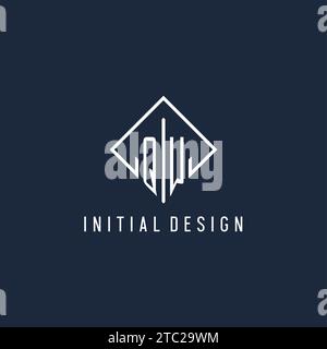 QW initial logo with luxury rectangle style design vector graphic Stock Vector