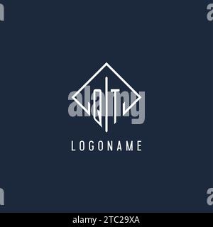 QT initial logo with luxury rectangle style design vector graphic Stock Vector