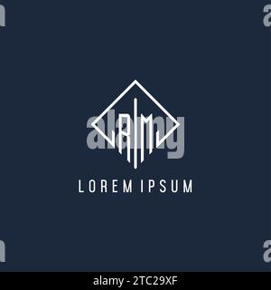 RM initial logo with luxury rectangle style design vector graphic Stock Vector