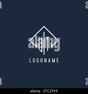 UT initial logo with luxury rectangle style design vector graphic Stock Vector