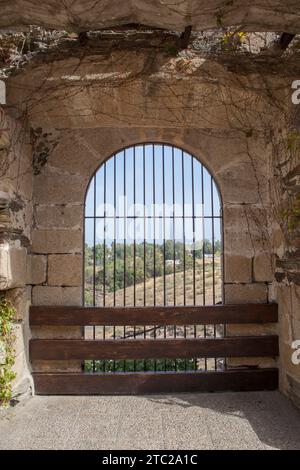 Alcantara, Spain - Oct 6th, 2022: Gothic Cloister of Convent of San Benito de Alcantara, Caceres, Spain. Former refectory Stock Photo