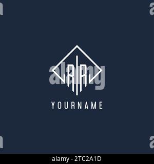 RR initial logo with luxury rectangle style design vector graphic Stock Vector