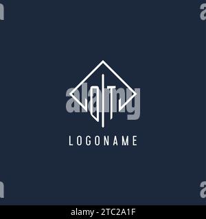 OT initial logo with luxury rectangle style design vector graphic Stock Vector