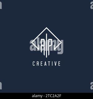 RP initial logo with luxury rectangle style design vector graphic Stock Vector