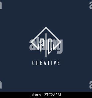 PC initial logo with luxury rectangle style design vector graphic Stock Vector