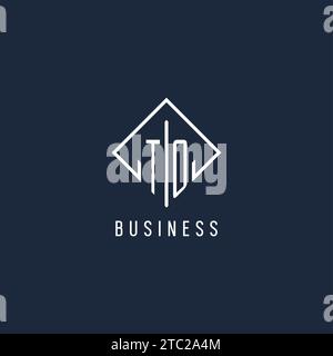 TO initial logo with luxury rectangle style design vector graphic Stock Vector