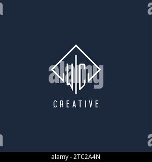 WC initial logo with luxury rectangle style design vector graphic Stock Vector
