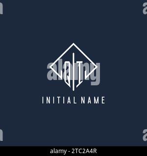 QI initial logo with luxury rectangle style design vector graphic Stock Vector
