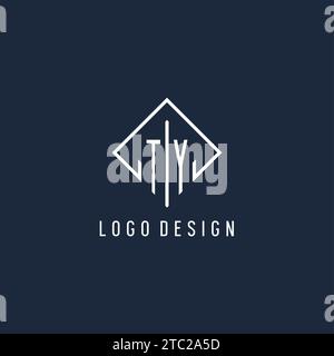 TY initial logo with luxury rectangle style design vector graphic Stock Vector