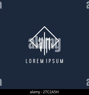 VM initial logo with luxury rectangle style design vector graphic Stock Vector
