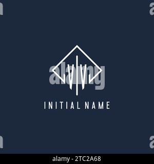 VV initial logo with luxury rectangle style design vector graphic Stock Vector